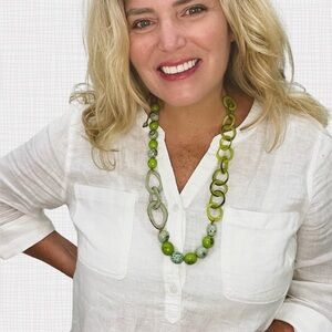 TAGUA Necklace Artisan Handmade Tagua colorful unique statement jewelry boho nwt